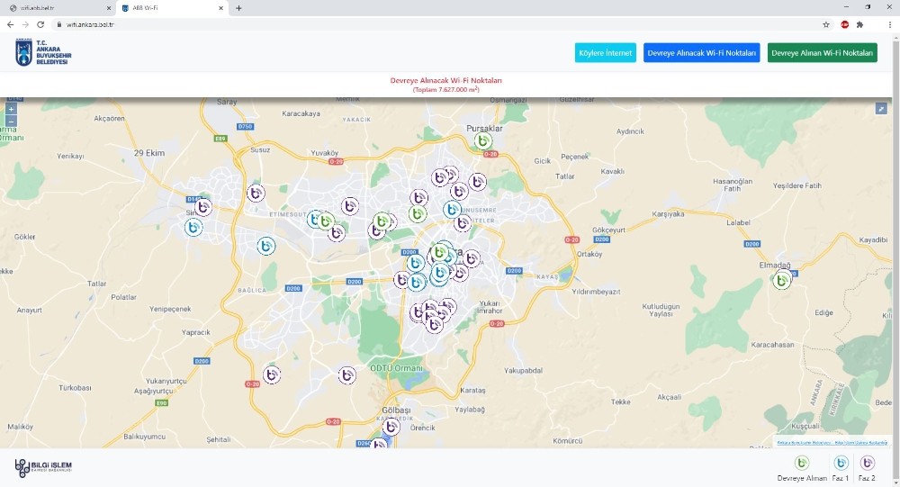 Ankara´da 20 noktada ücretsiz internet hizmeti
