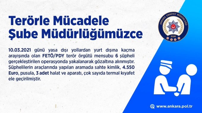 Ankara´da yurt dışına kaçmaya çalışan 6 FETÖ mensubu yakalandı
