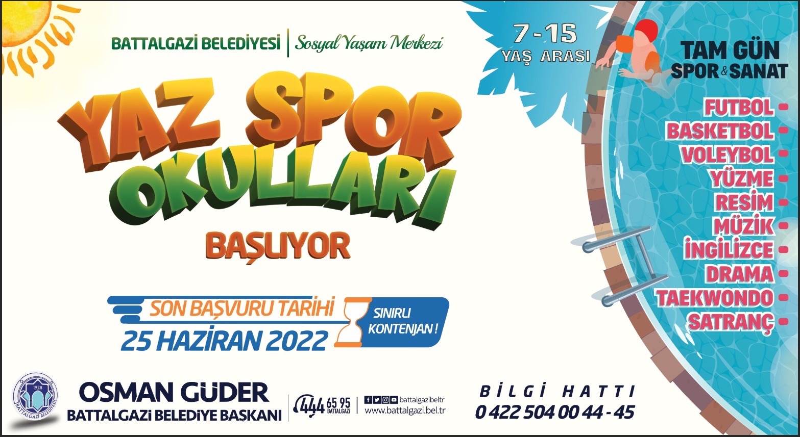 BATTALGAZİ BELEDİYESİ’NDEN ÇOCUKLARA ÖZEL YAZ SPOR OKULU