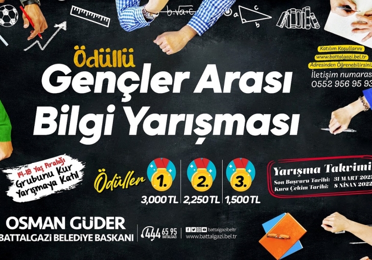 BATTALGAZİ BELEDİYESİNDEN ÖDÜLLÜ BİLGİ YARIŞMASI