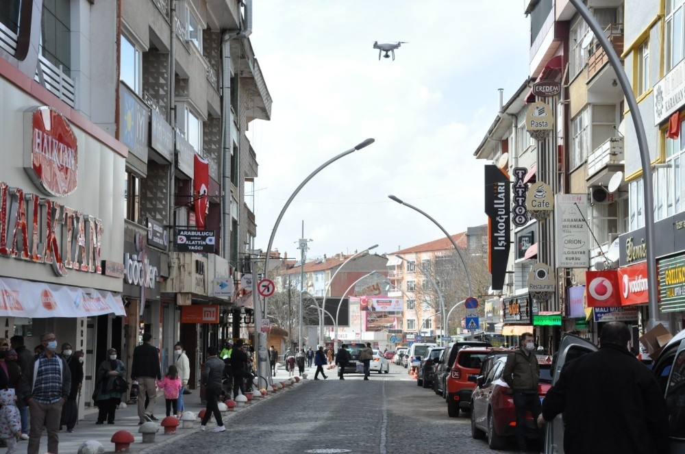 Karaman polisinden drone ile korona virüs denetimi
