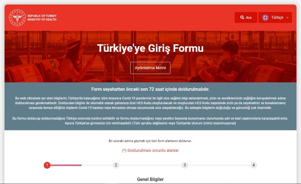 `Türkiye´ye giriş Formu´ uygulaması internet ortamına taşınıyor
